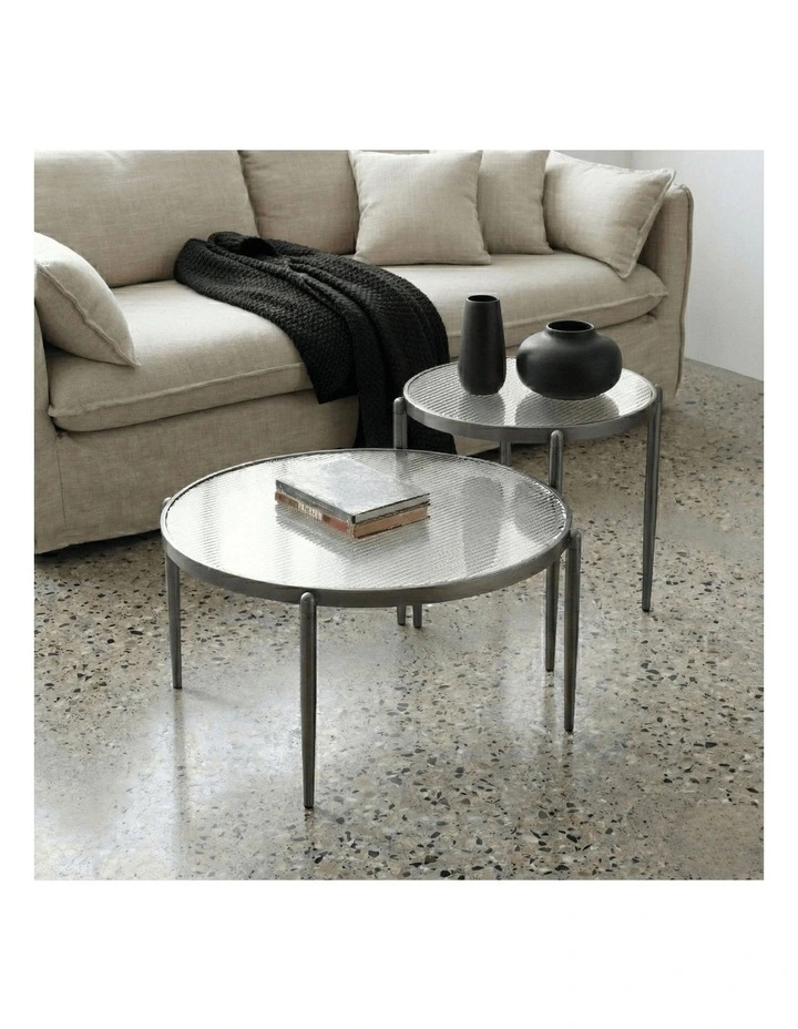 Gatsby Round Fluted Glass Coffee Table Gunmetal Grey image 5