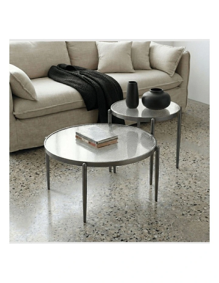 Gatsby Round Fluted Glass Coffee Table Gunmetal Grey image 6