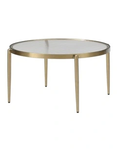 Gatsby 70cm Round Coffee Table Fluted Glass & Gold Metal