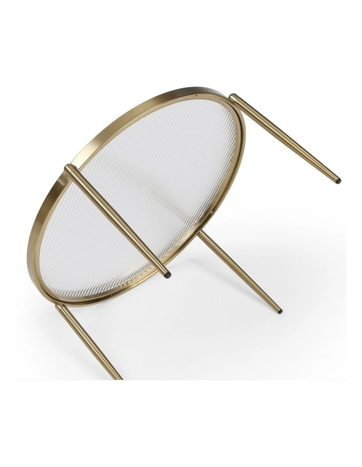 Gatsby 70cm Round Coffee Table Fluted Glass & Gold Metal image 3