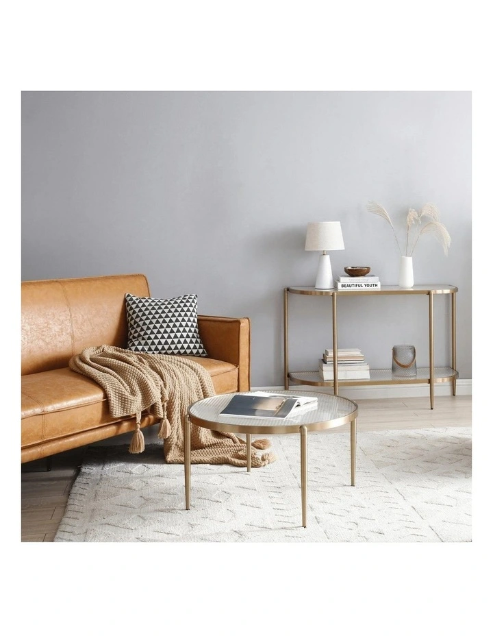 Gatsby 70cm Round Coffee Table Fluted Glass & Gold Metal image 6