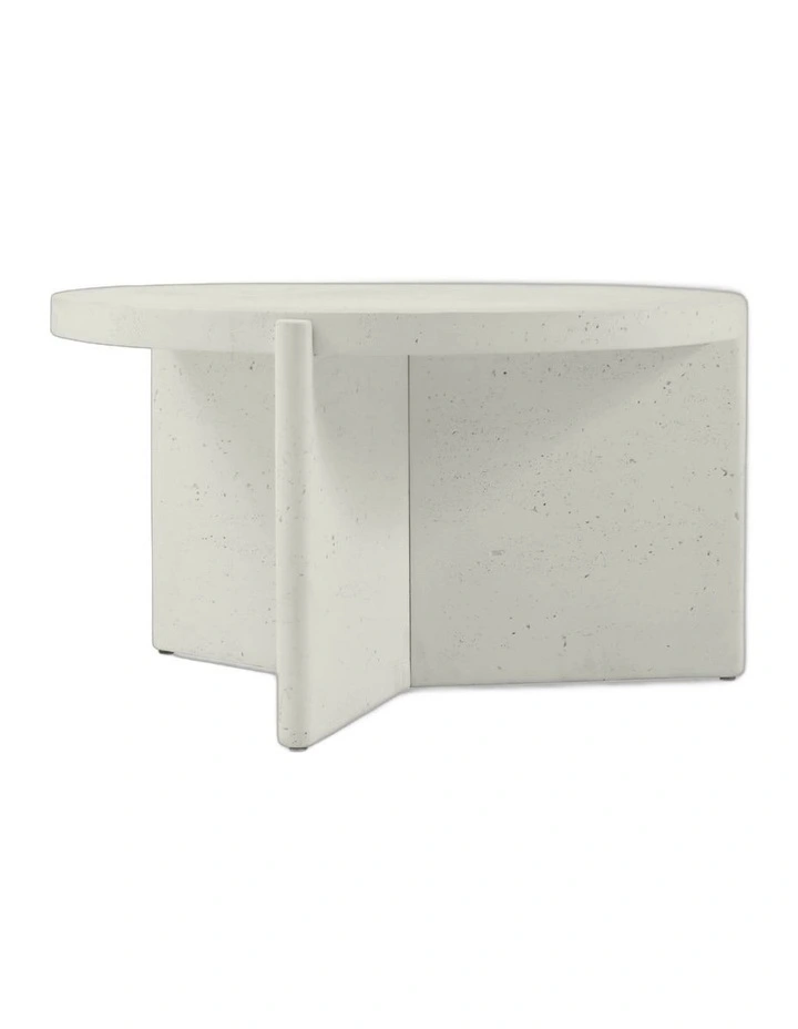 Delos Round 80cm Coffee Table Faux Stone White image 1