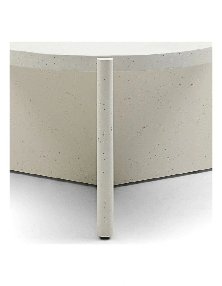 Delos Round 80cm Coffee Table Faux Stone White image 6