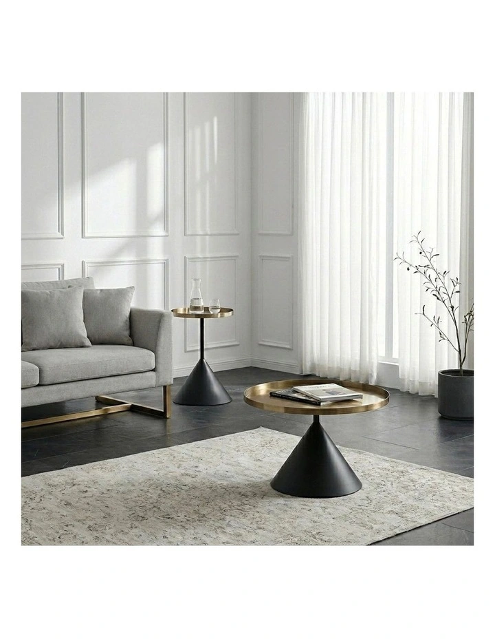 Lloyd Round Coffee Table Brushed Gold & Black image 7