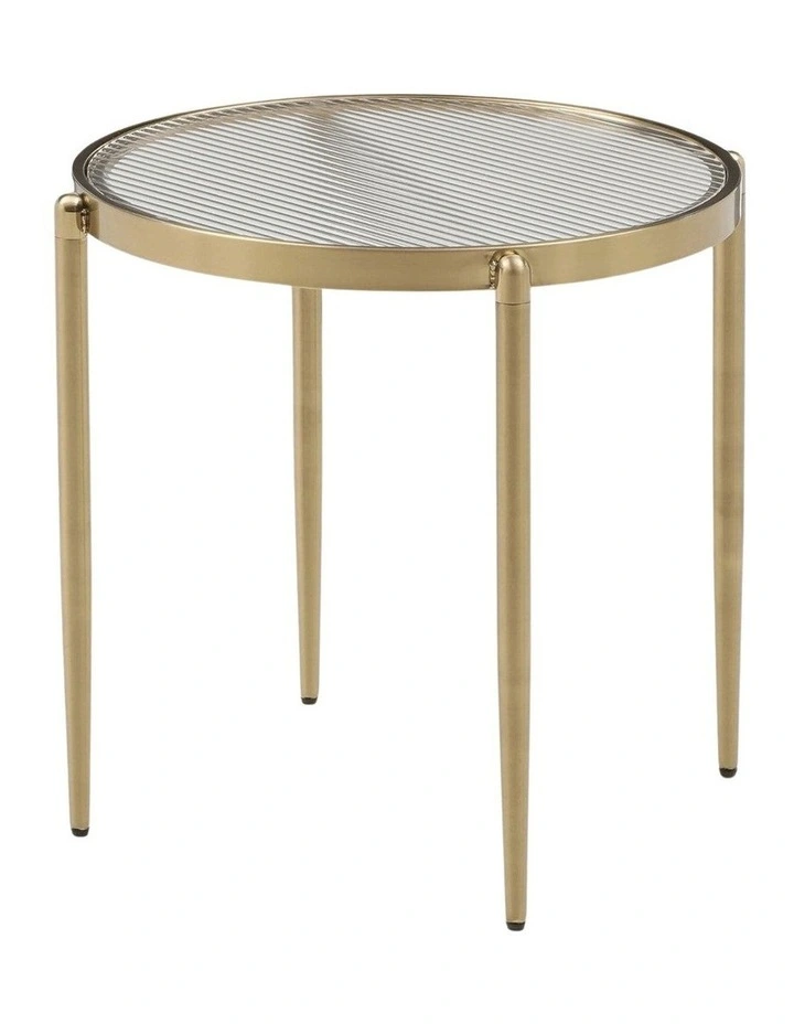 Gatsby Table Nest Round Fluted Glass Brushed Gold Bundle image 2