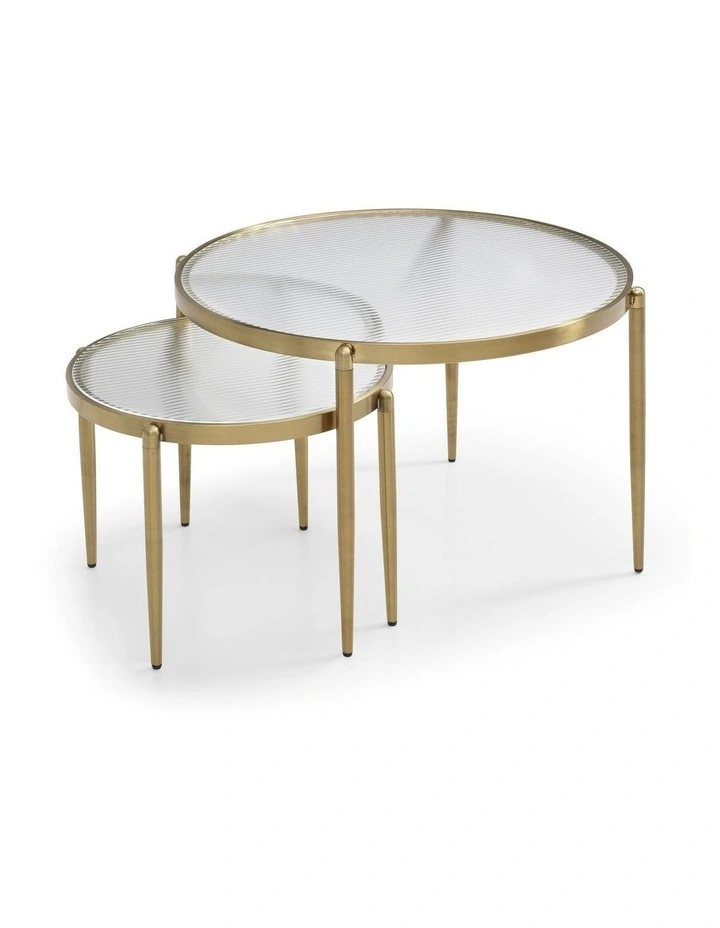 Gatsby Table Nest Round Fluted Glass Brushed Gold Bundle image 5