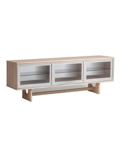 Oscar 1.8m Natural Oak and Fluted Glass Low Sideboard