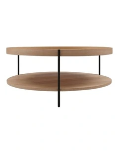 Set of 2 Round Coffee Table and Side Table Ash and Black Bundle