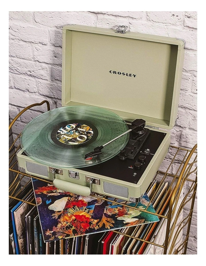Crosley Cruiser Bluetooth Portable Turntable - Mint   Bundled Crosley Record Storage Display Stand image 5