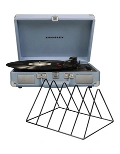 Crosley Cruiser Bluetooth Portable Turntable - Tourmaline   Gadhouse Vinyl Rack Bundle - Black
