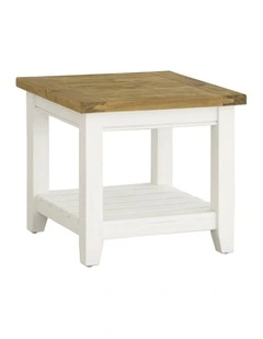 Leura Belle Indoor Side Table in Brushed with Natural Timber Top