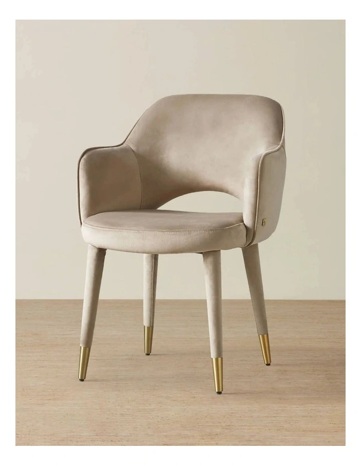 Adrianna Beige Velvet Dining Chair image 1