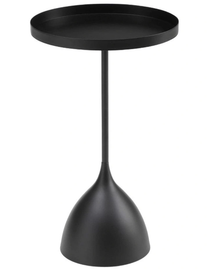 Harrison Round 40cm Side Table Black Metal Tray Top & Pedestal Base image 1