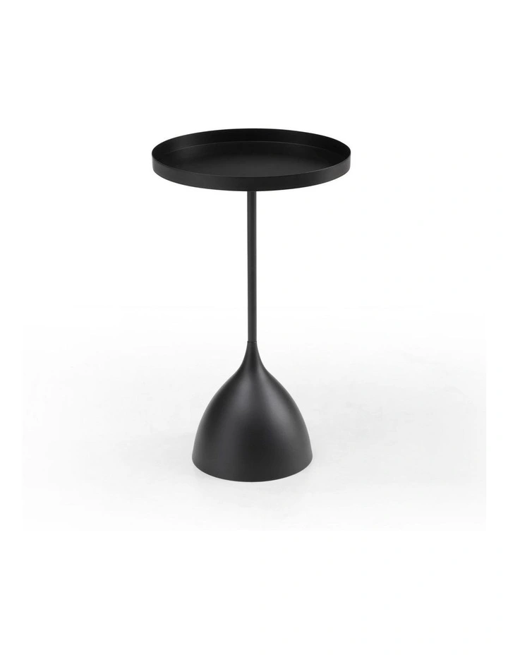 Harrison Round 40cm Side Table Black Metal Tray Top & Pedestal Base image 2