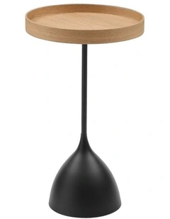 Harrison Round 40cm Side Table Ash Tray Top & Metal Pedestal Black Base