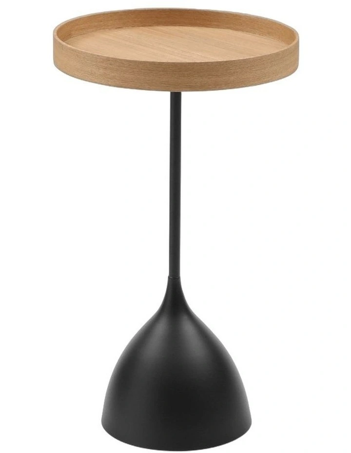 Harrison Round 40cm Side Table Ash Tray Top & Metal Pedestal Black Base image 1