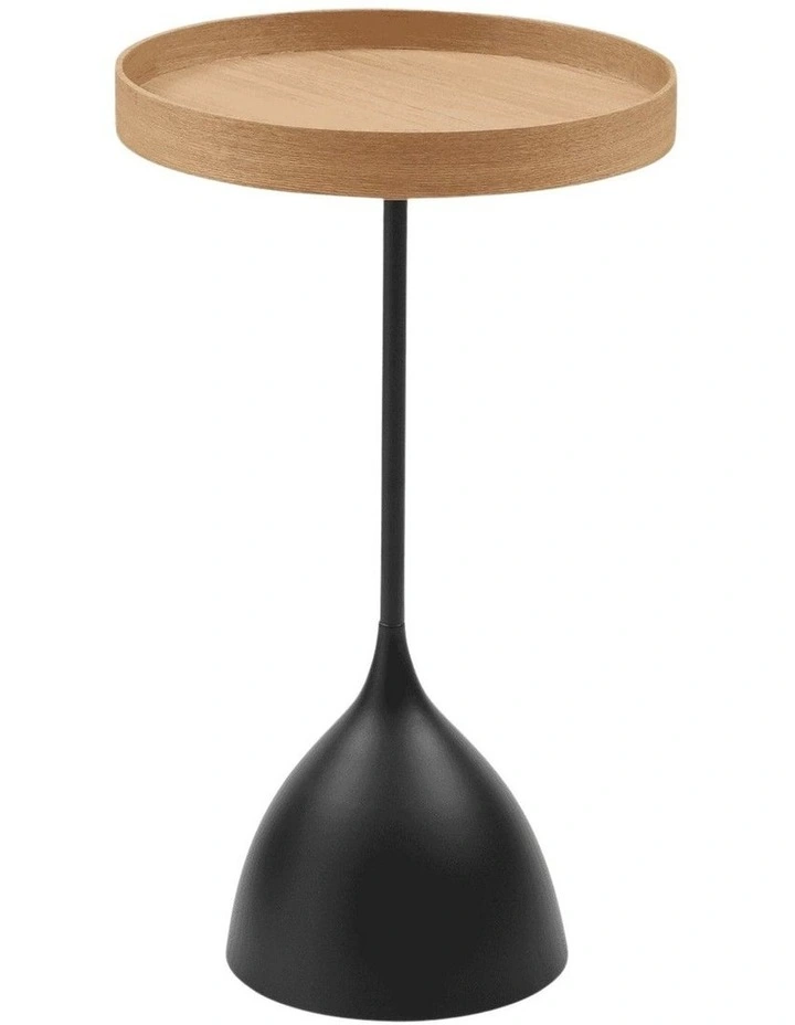 Harrison Round 40cm Side Table Ash Tray Top & Metal Pedestal Black Base image 2