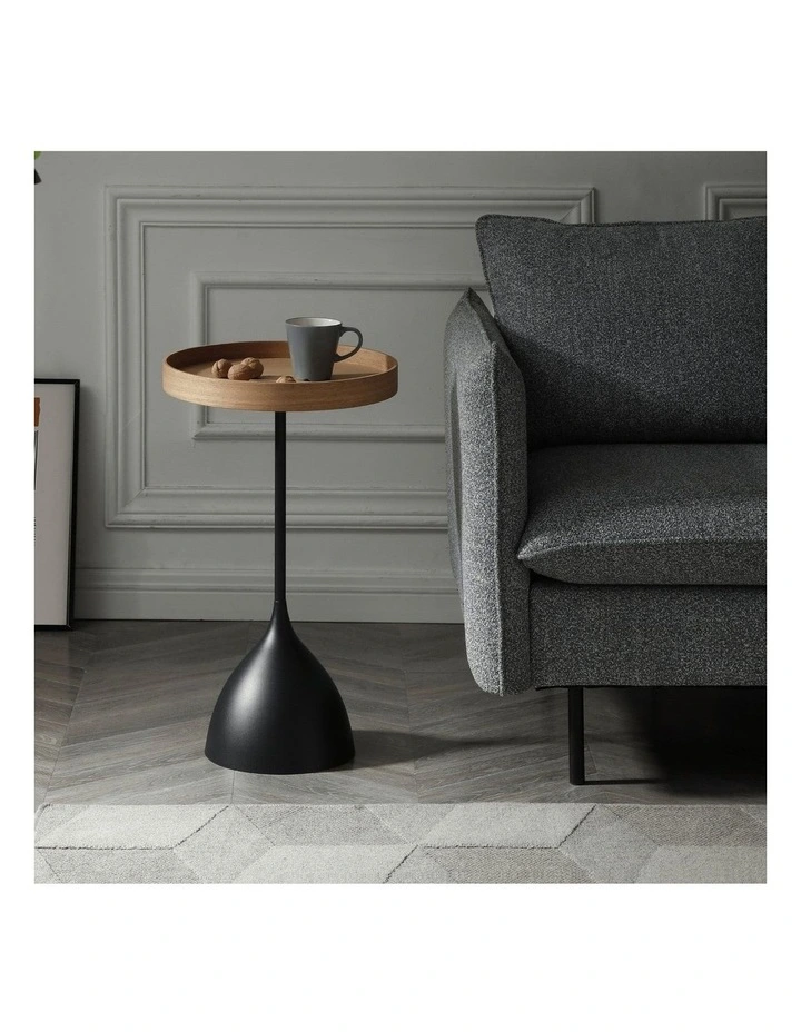 Harrison Round 40cm Side Table Ash Tray Top & Metal Pedestal Black Base image 3