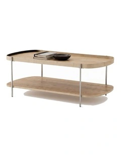 Cleo 120cm Rectangle Coffee Table Natural Ash & Brushed Stainless Steel