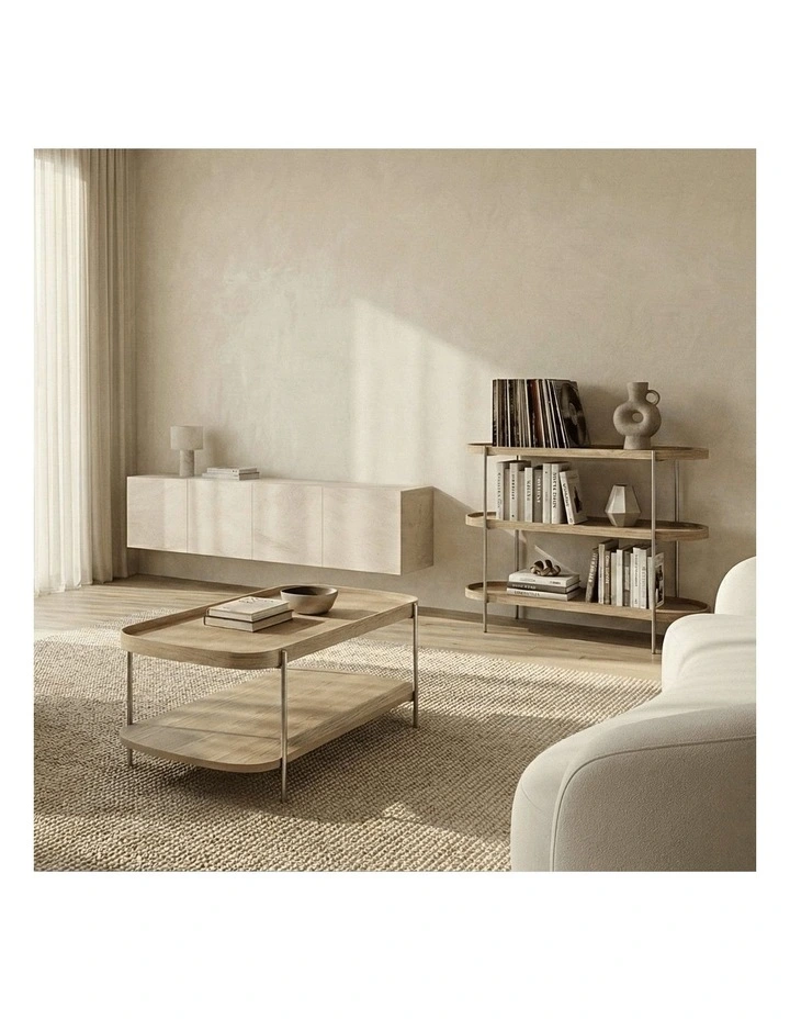 Cleo 120cm Rectangle Coffee Table Natural Ash & Brushed Stainless Steel image 3