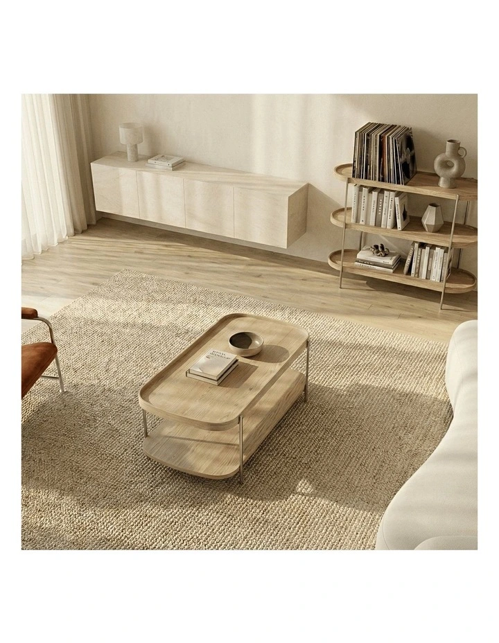 Cleo 120cm Rectangle Coffee Table Natural Ash & Brushed Stainless Steel image 4