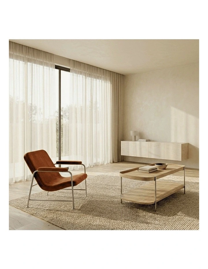 Cleo 120cm Rectangle Coffee Table Natural Ash & Brushed Stainless Steel image 5