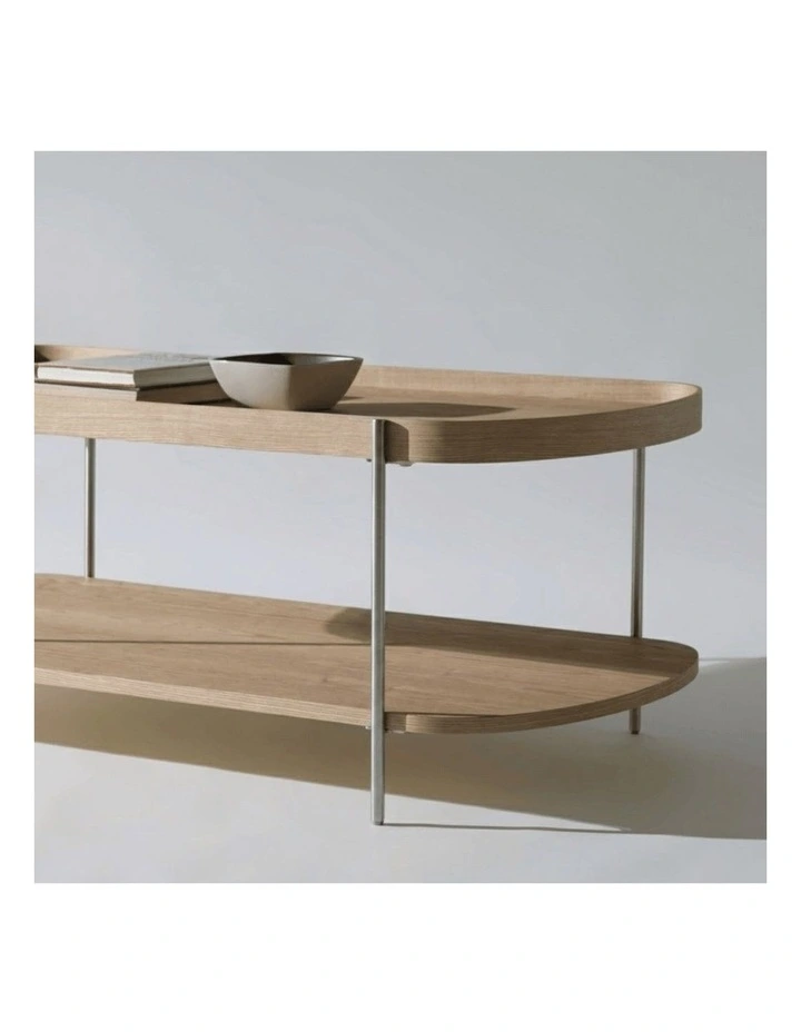 Cleo 120cm Rectangle Coffee Table Natural Ash & Brushed Stainless Steel image 6