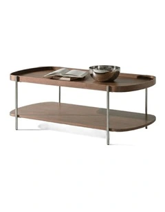 Cleo 120cm Rectangle Coffee Table Walnut & Brushed Stainless Steel Leg