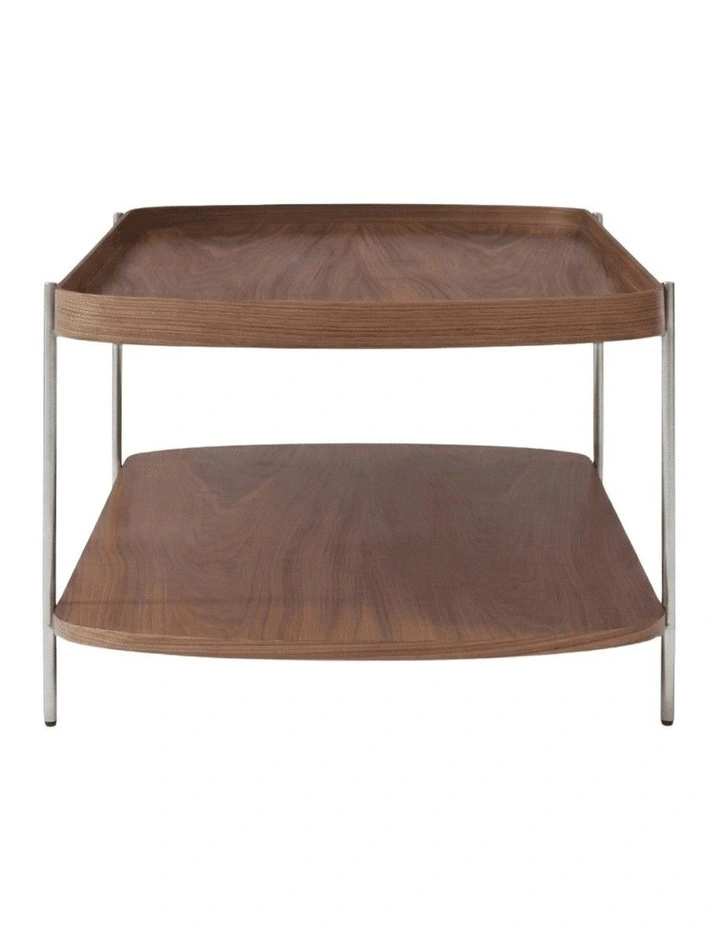 Cleo 120cm Rectangle Coffee Table Walnut & Brushed Stainless Steel Leg image 2
