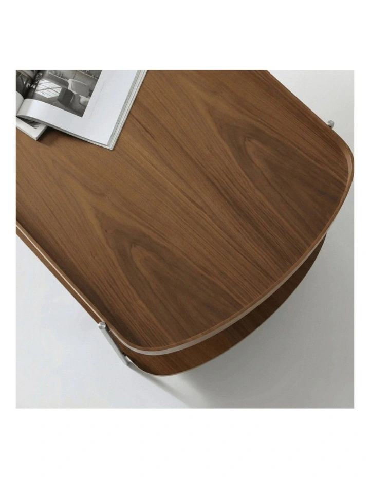 Cleo 120cm Rectangle Coffee Table Walnut & Brushed Stainless Steel Leg image 3