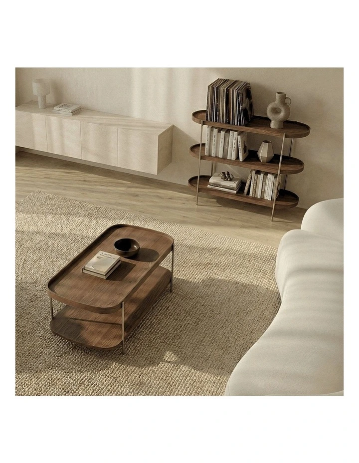Cleo 120cm Rectangle Coffee Table Walnut & Brushed Stainless Steel Leg image 4