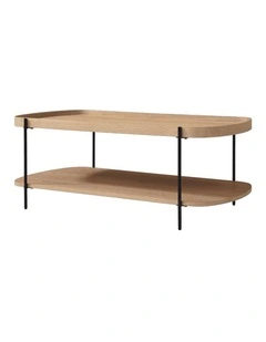 Cleo 120cm Rectangle Coffee Table Natural Ash & Black Leg