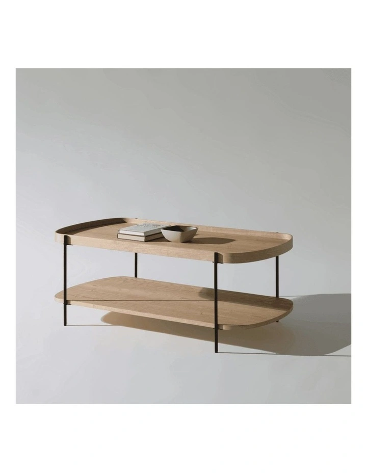 Cleo 120cm Rectangle Coffee Table Natural Ash & Black Leg image 5