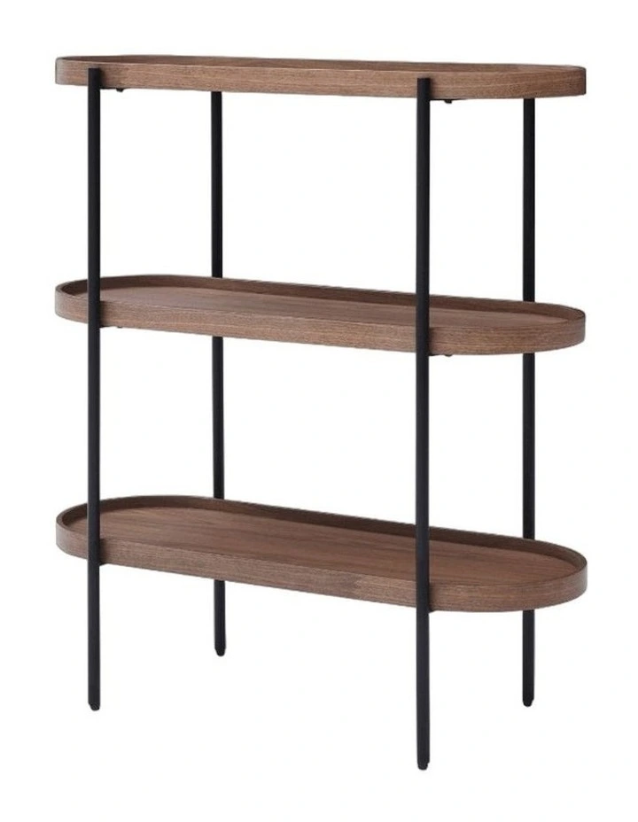 Cleo 3 Tier 90cm x 98cm Bookshelf Walnut & Black image 1