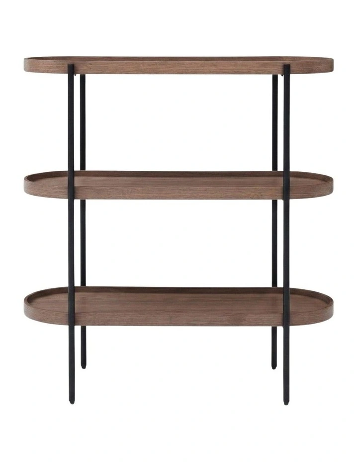 Cleo 3 Tier 90cm x 98cm Bookshelf Walnut & Black image 3