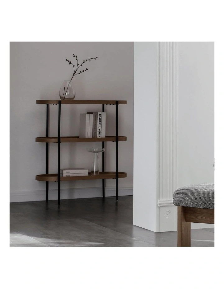 Cleo 3 Tier 90cm x 98cm Bookshelf Walnut & Black image 4