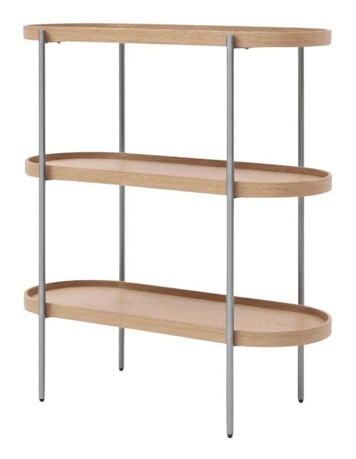 Cleo 3 Tier 90cm x 98cm Bookshelf Natural Ash & Brushed Stainless Steel image 2