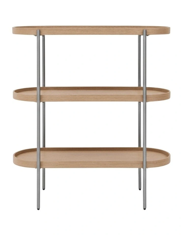 Cleo 3 Tier 90cm x 98cm Bookshelf Natural Ash & Brushed Stainless Steel image 3