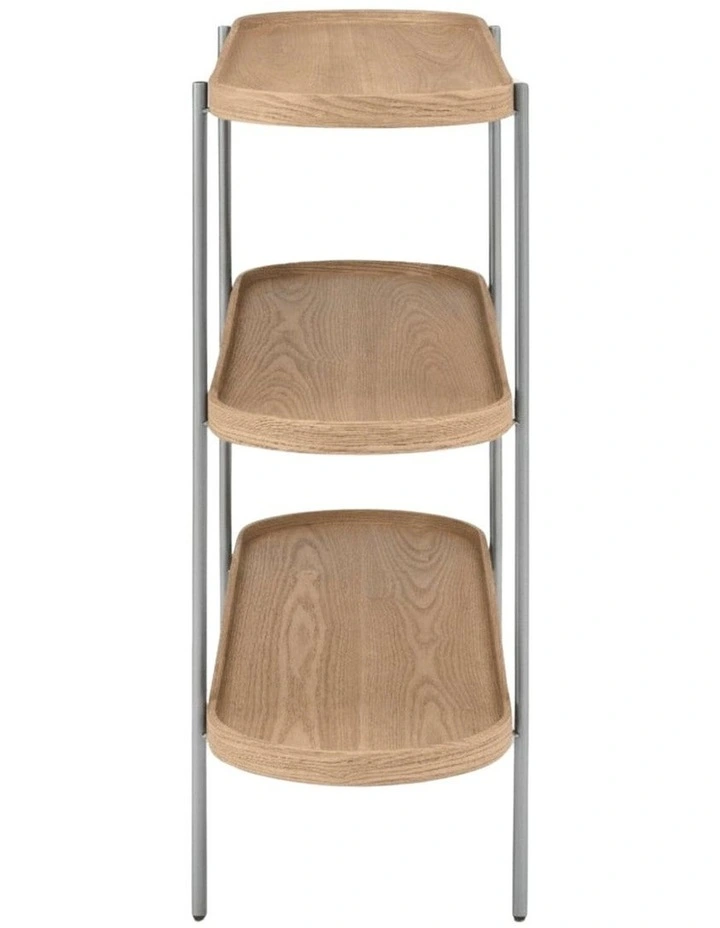 Cleo 3 Tier 120cm x 98cm Bookshelf/Console Natural Ash and Brushed Stainless Steel image 3