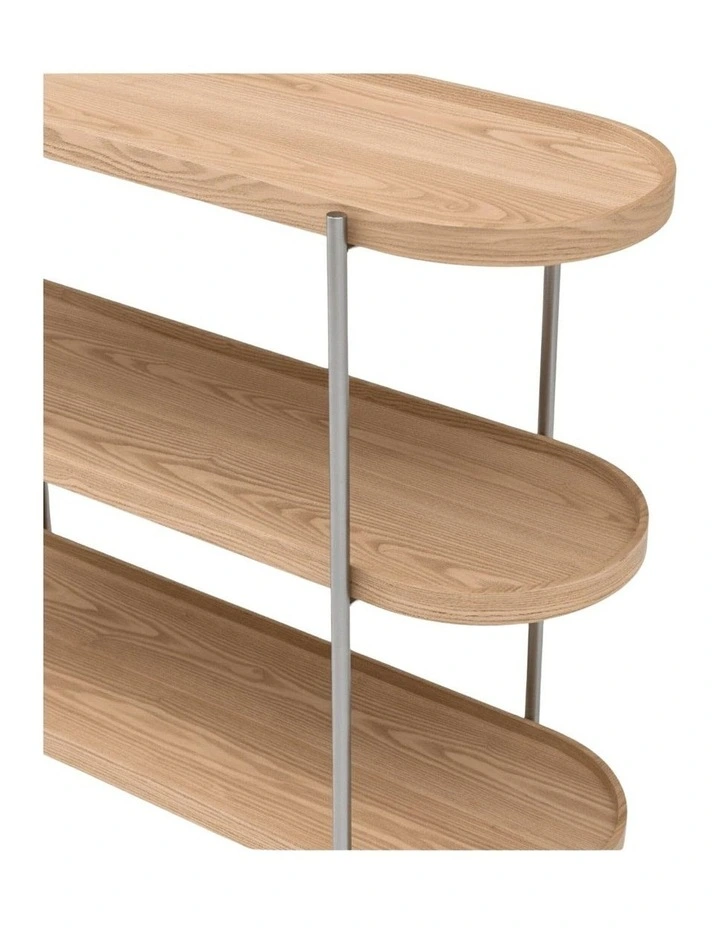 Cleo 3 Tier 120cm x 98cm Bookshelf/Console Natural Ash and Brushed Stainless Steel image 7