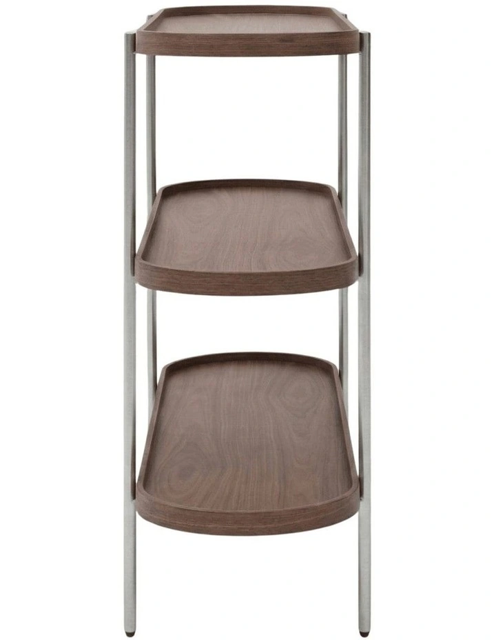Cleo 3 Tier 120cm x 98cm Bookshelf Walnut & Brushed Stainless Steel image 5