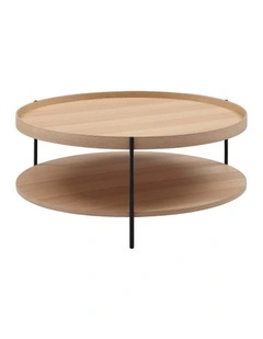 Cleo 90cm Round Coffee Table Natural Ash and Black