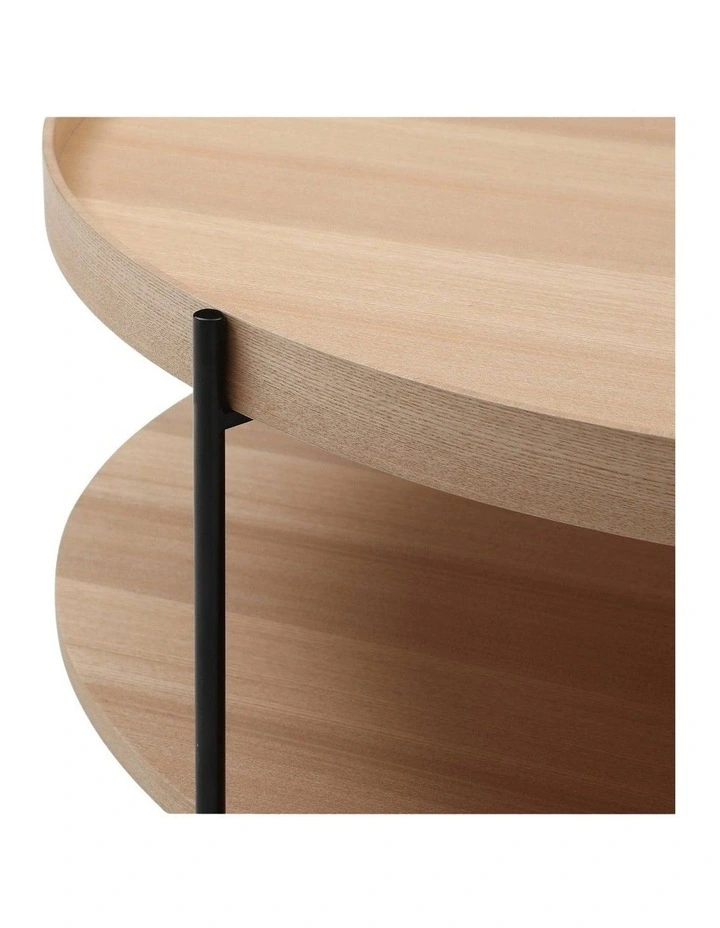 Cleo 90cm Round Coffee Table Natural Ash and Black image 3