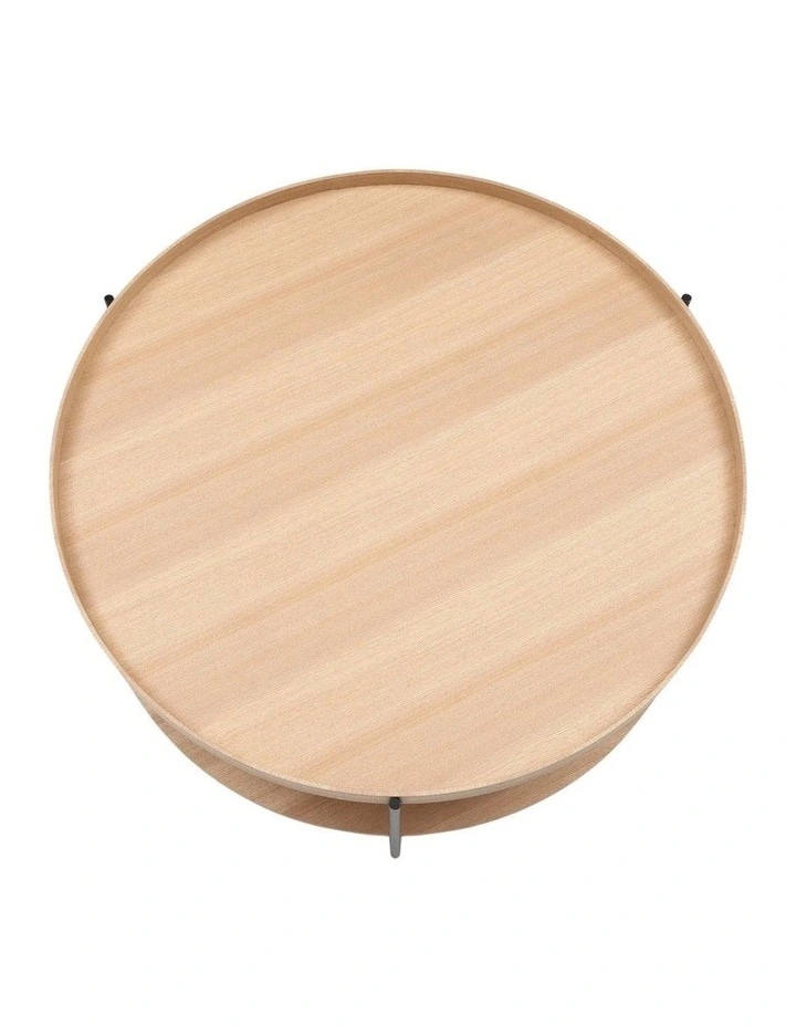 Cleo 90cm Round Coffee Table Natural Ash and Black image 4