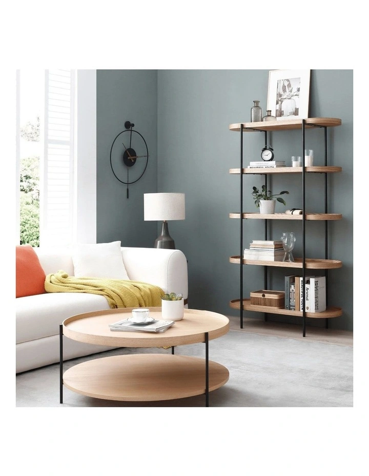 Cleo 90cm Round Coffee Table Natural Ash and Black image 5