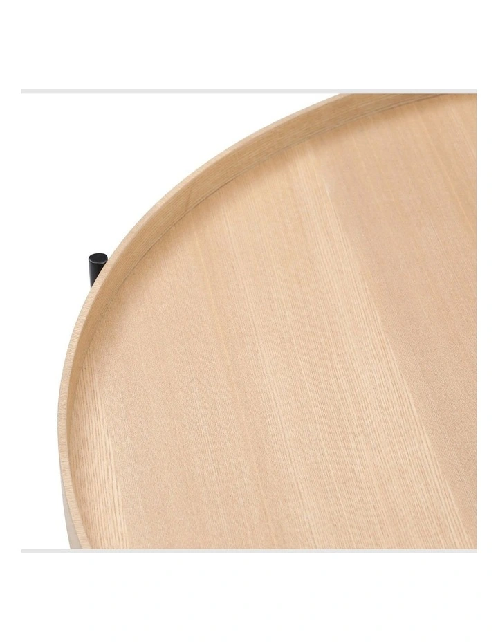 Cleo 90cm Round Coffee Table Natural Ash and Black image 7