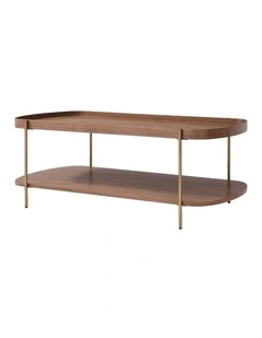 Cleo 120cm Rectangle Coffee Table Walnut & Gold Leg