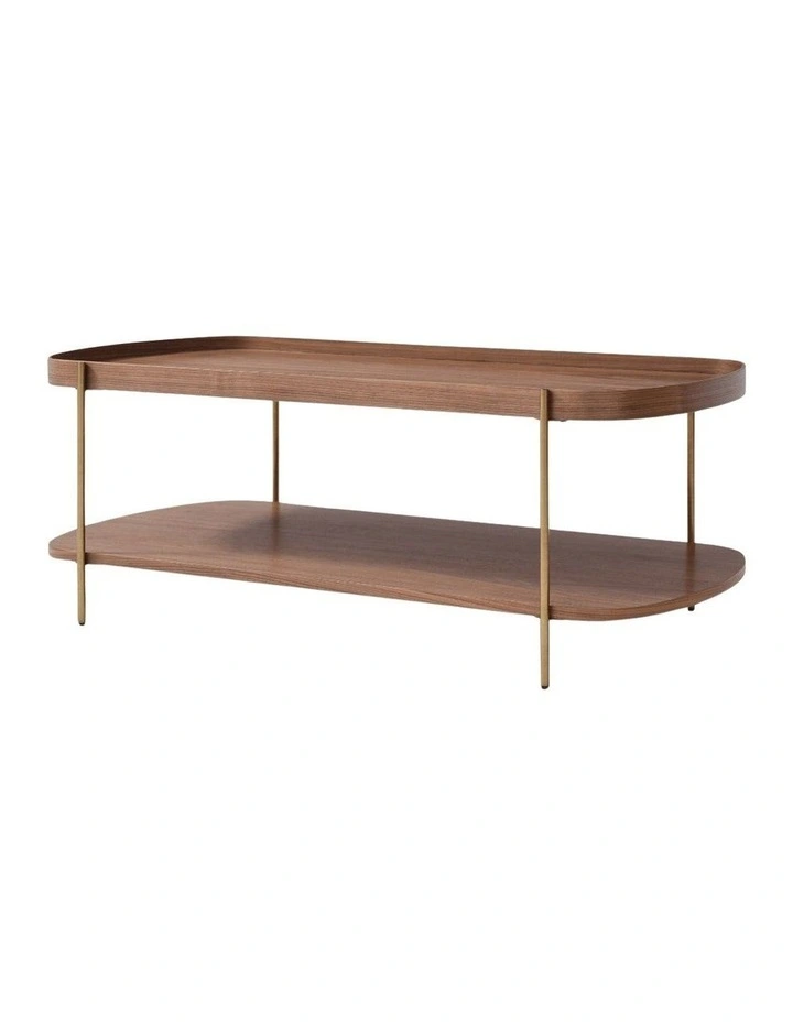 Cleo 120cm Rectangle Coffee Table Walnut & Gold Leg image 2
