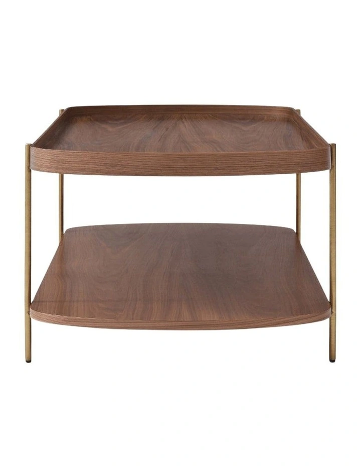 Cleo 120cm Rectangle Coffee Table Walnut & Gold Leg image 3