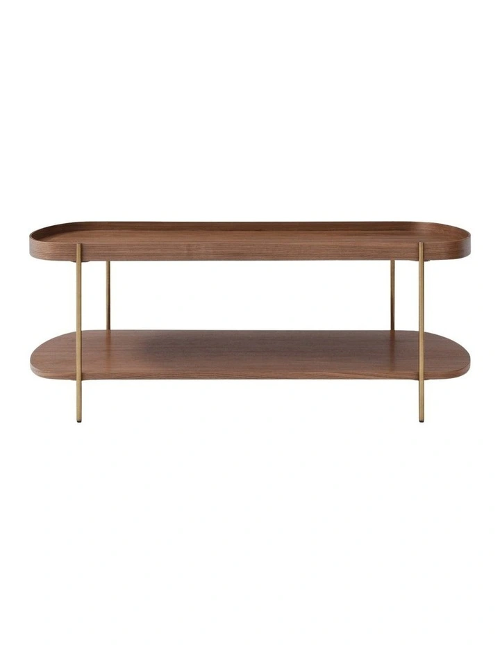 Cleo 120cm Rectangle Coffee Table Walnut & Gold Leg image 4